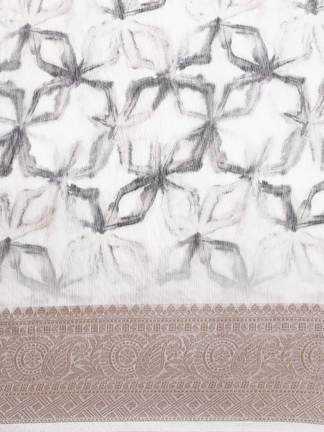 Semi Linen Flower Print Light Grey Colour Semi Linen Saree SL71-Zoom view