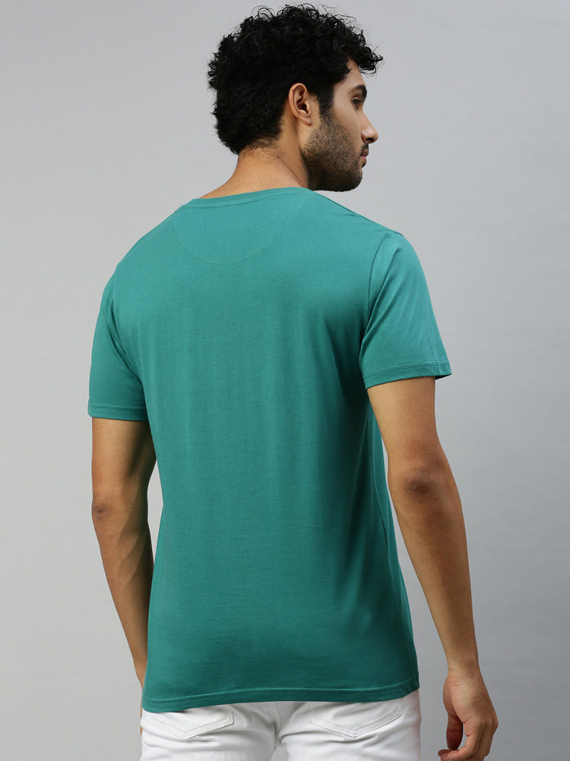 Green Graphic Printed Round Neck Casual T-Shirt GT40