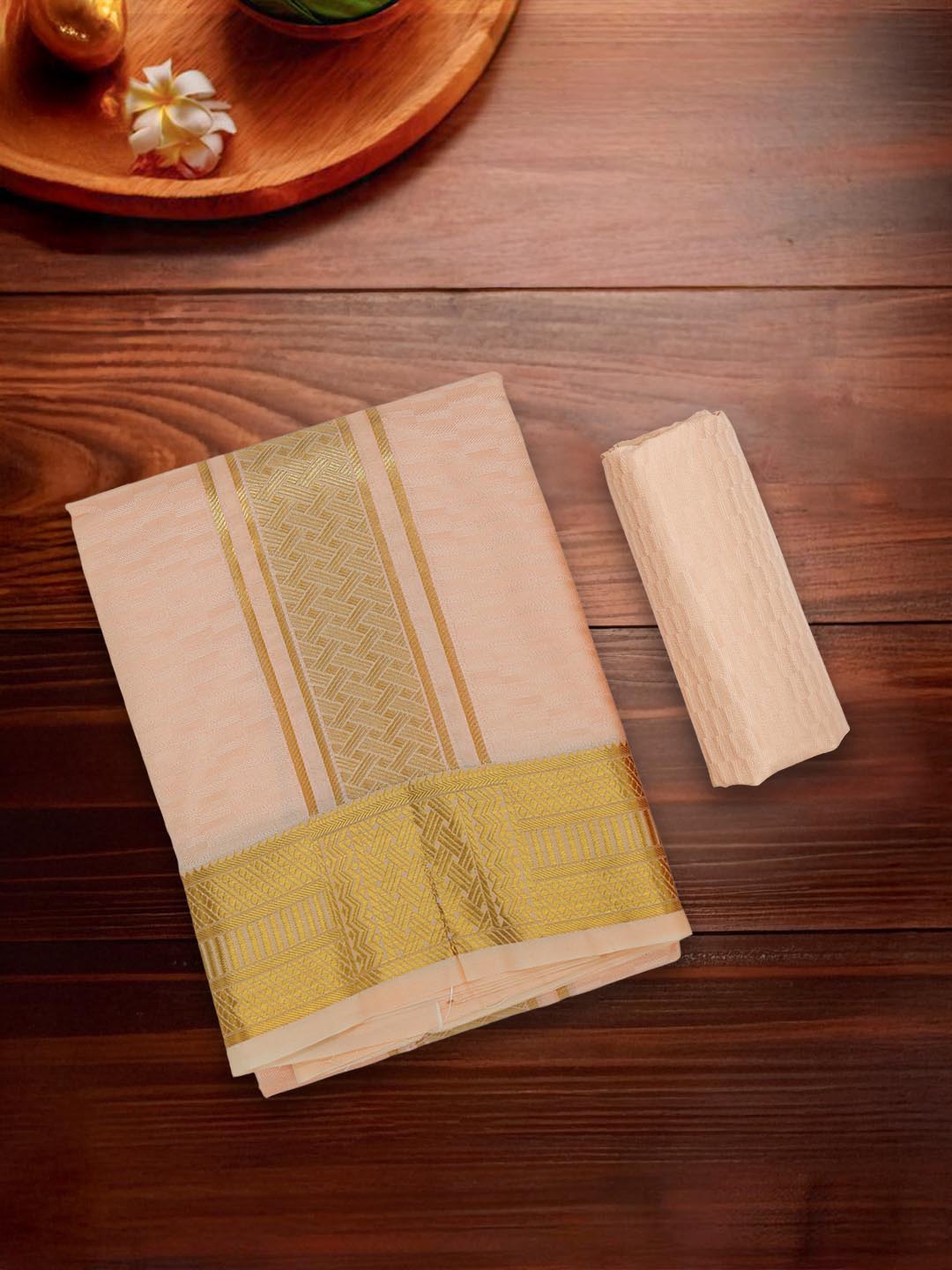 Men Art Silk Dhoti & Shirting Set Coral Subakalyan (2 in 1) SK01