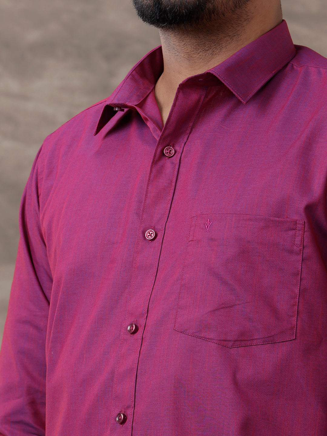 Men Magenta Matching Border Dhoti & Full Sleeves Shirt Set Evolution IC3