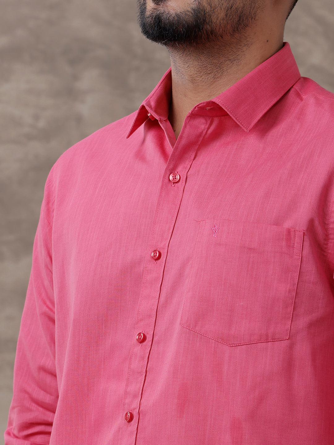 Mens Pink Matching Border Dhoti & Full Sleeves Shirt Set Evolution IC2