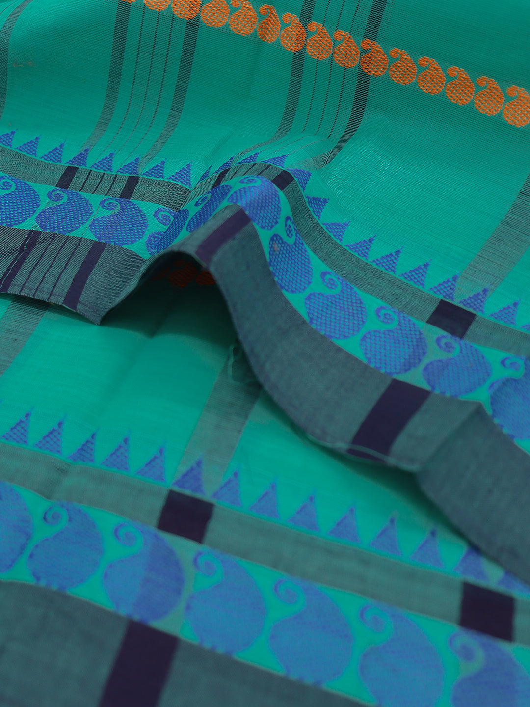 Women Teal Green Checks Pure Chettinad Cotton Saree PCS219