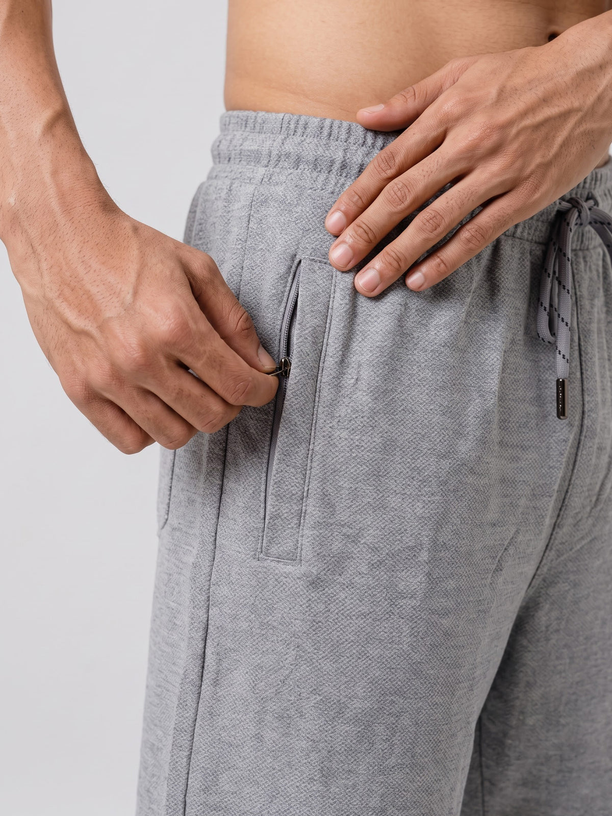 Cotton Rich Aeroflex Structured Grey Melange Shorts AFS4