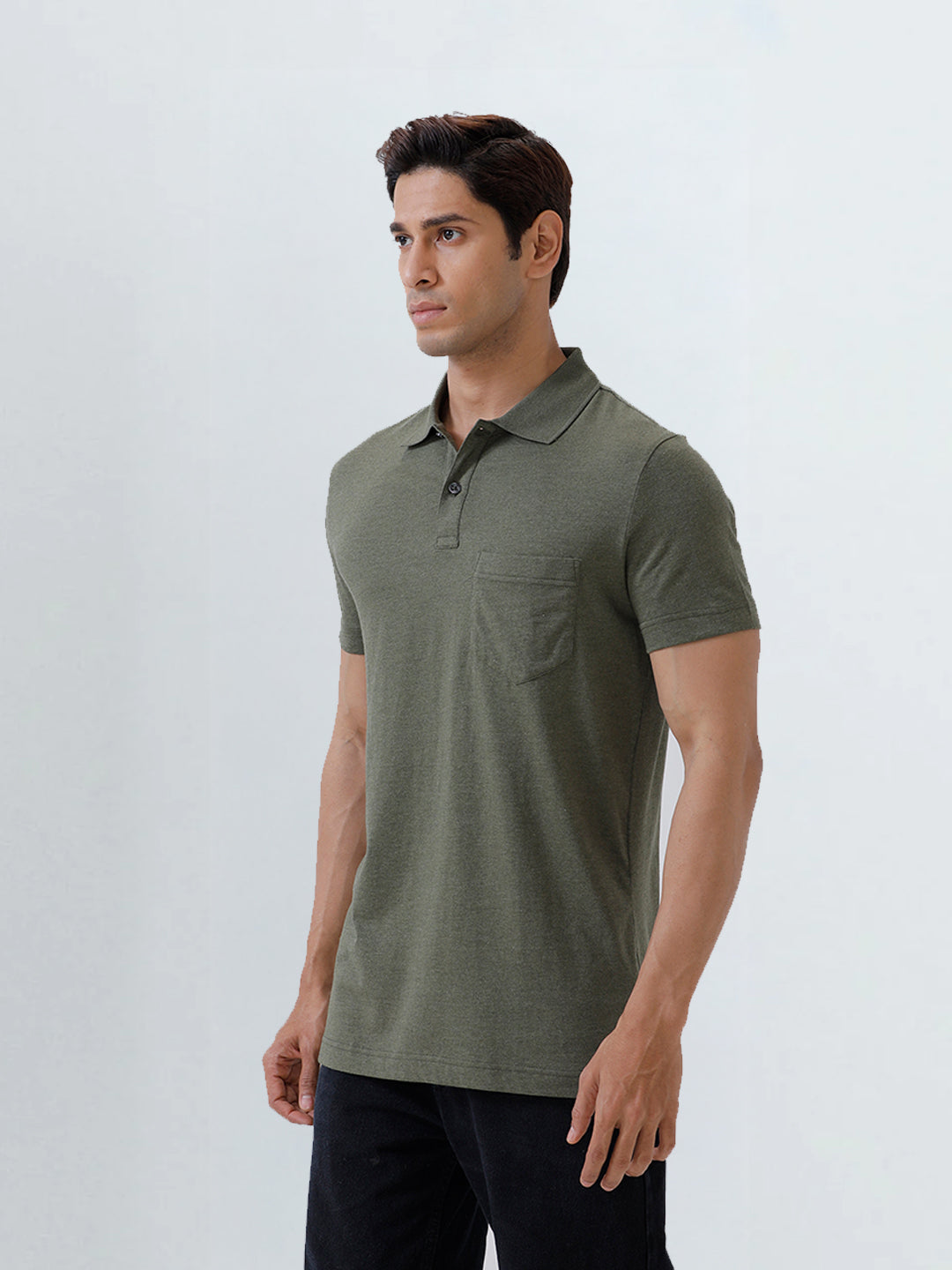 Men TENCEL™ Modal Fibers with Micro technology Polo T-Shirt Heather Green EMP6