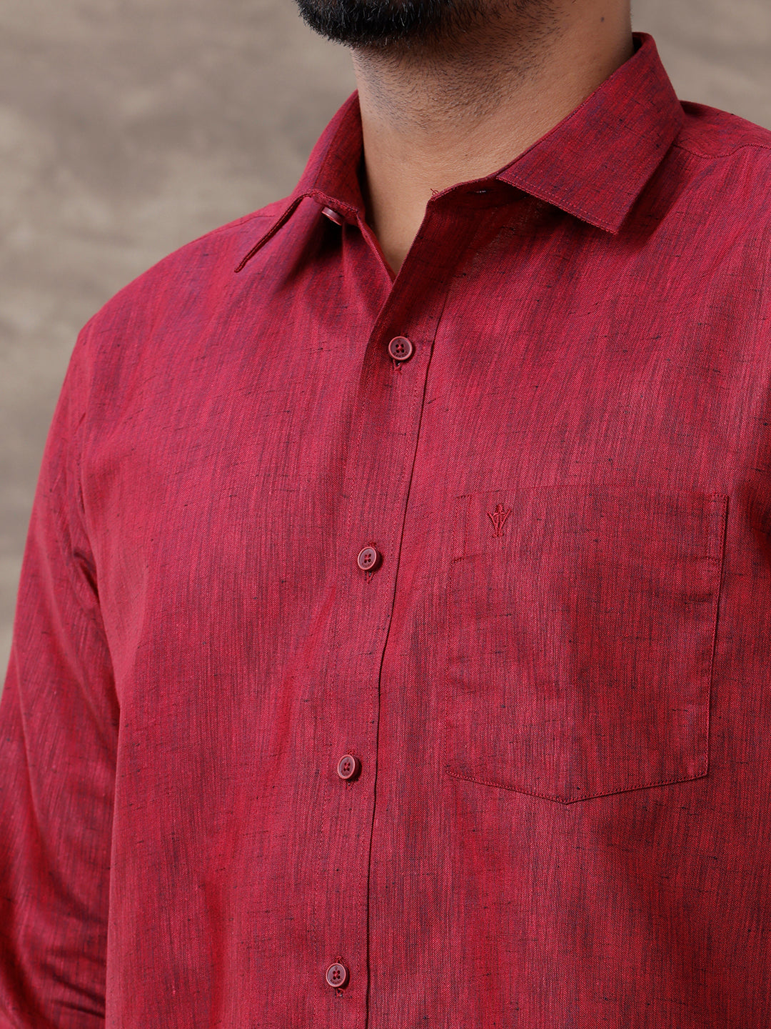 Men Matching Border Dhoti & Full Sleeves Shirt Set Maroon C81