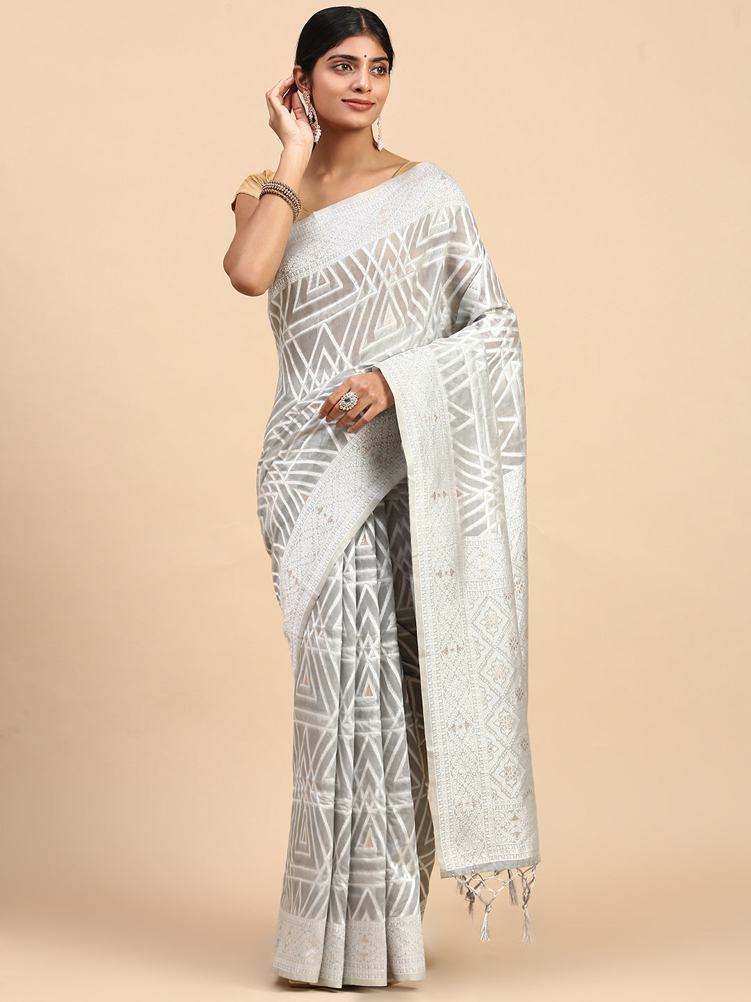 Couple Combo Shirt & Dhoti Set with Saree Grey SCS110