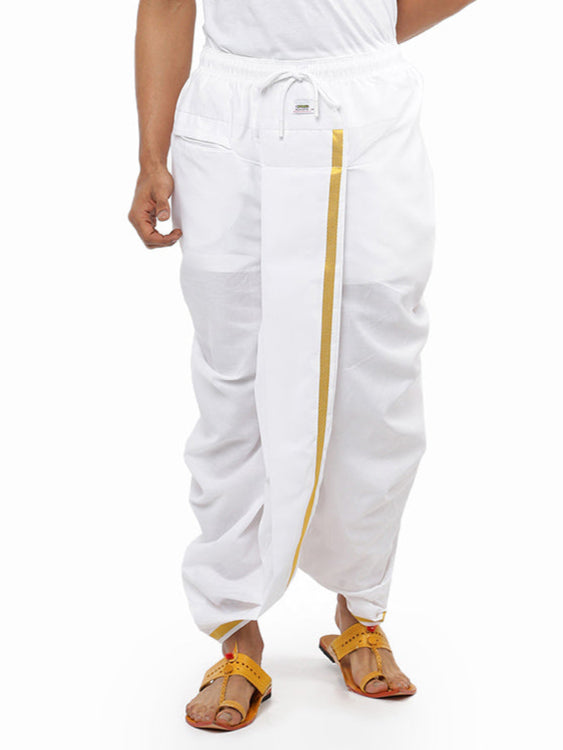 Men Readymade White Panchakacham Aashan