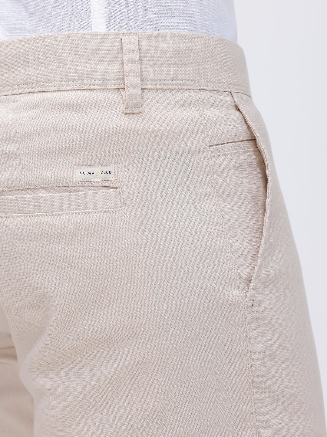 Men Linen Cotton Smart Fit Pant Beige