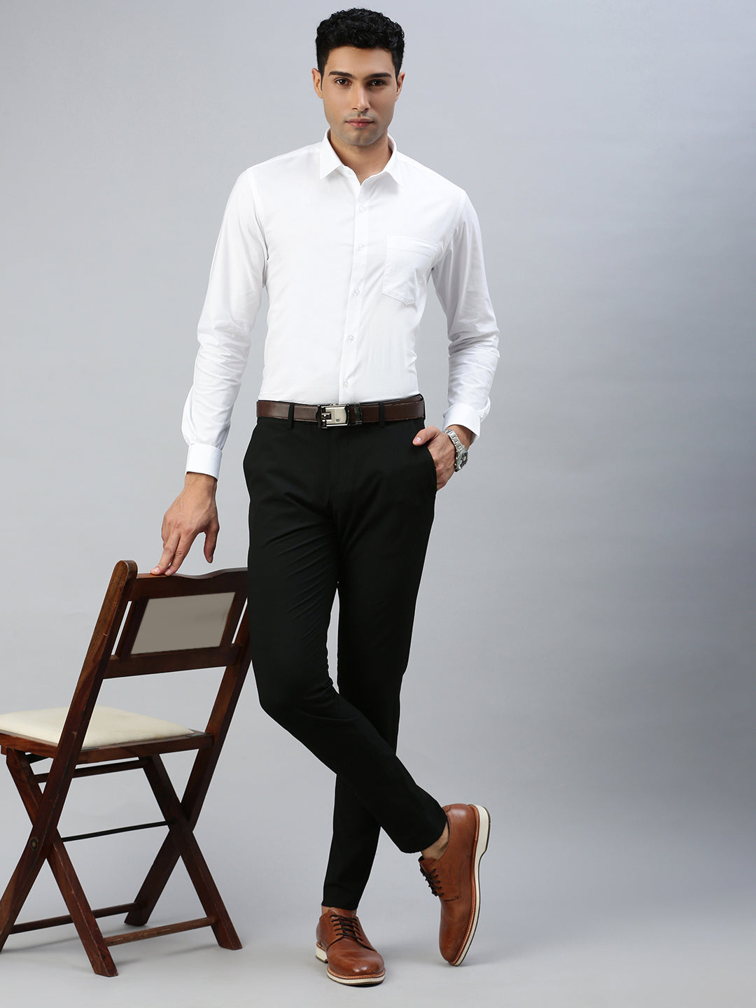 Mens Smart Fit Cotton White Shirt  Challenge