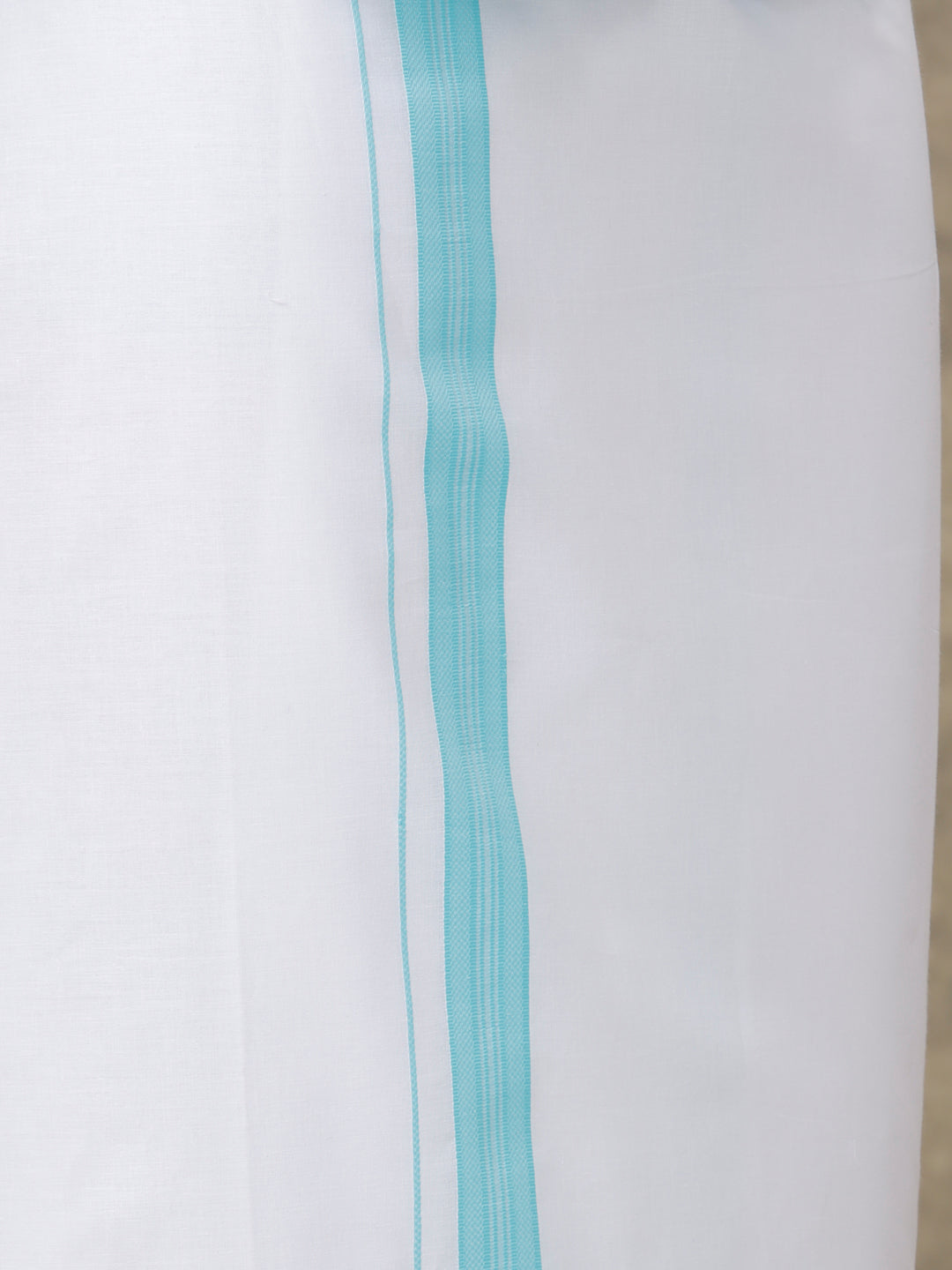 Men Turquoise Blue Shirt With Matching Border Dhoti Set Evolution