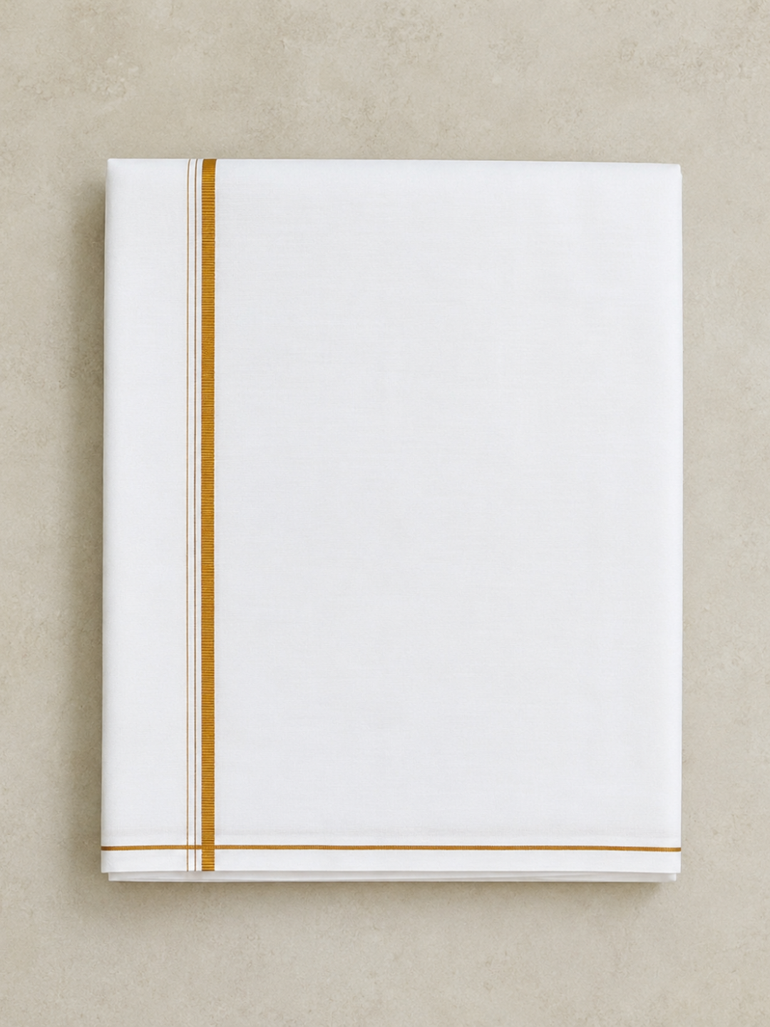 Double Layer 100% Cotton White Dhoti with Small Border - Glaxo SPL GS02