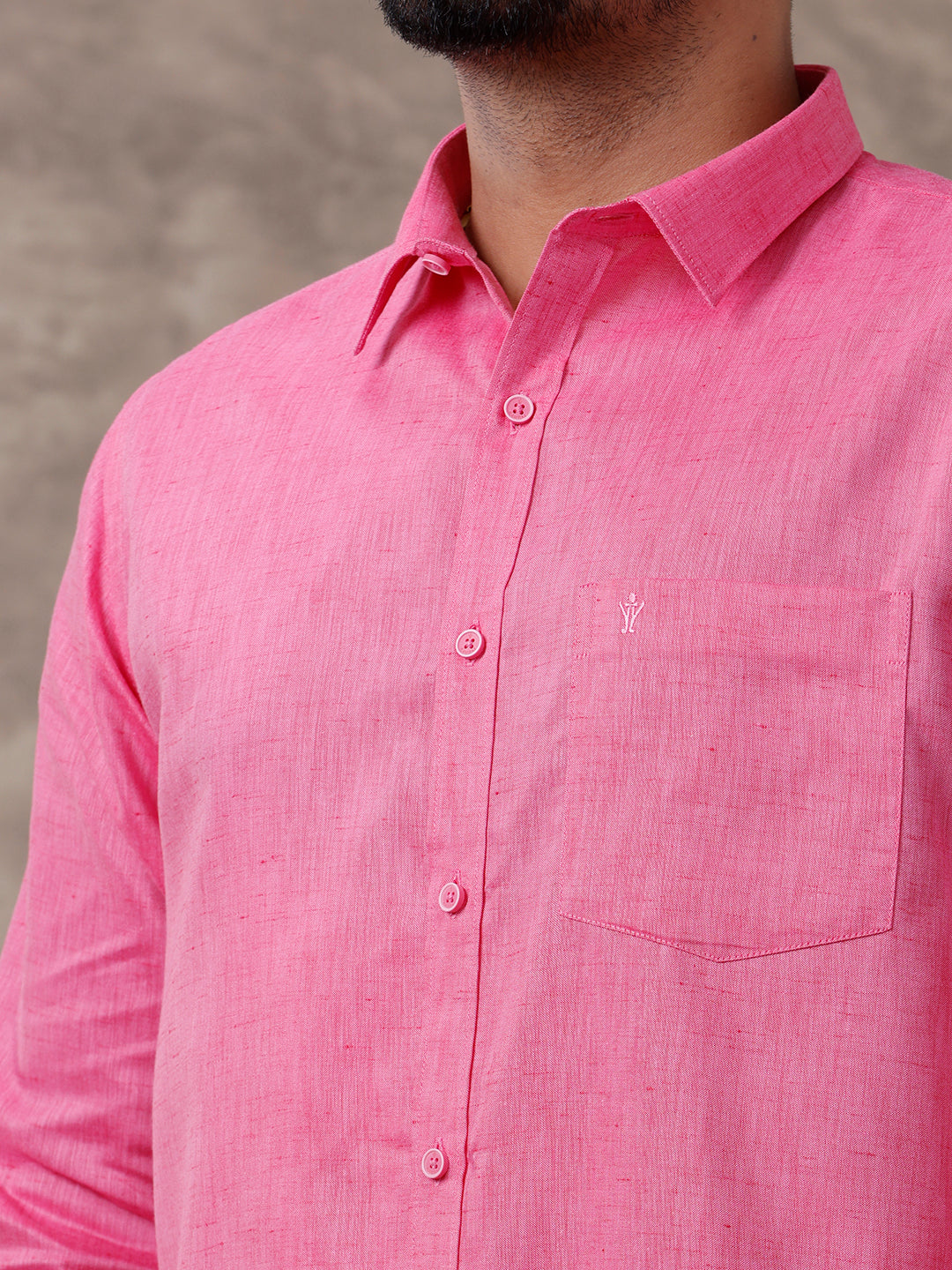 Men Matching Border Dhoti & Full Sleeves Shirt Set Rose C34