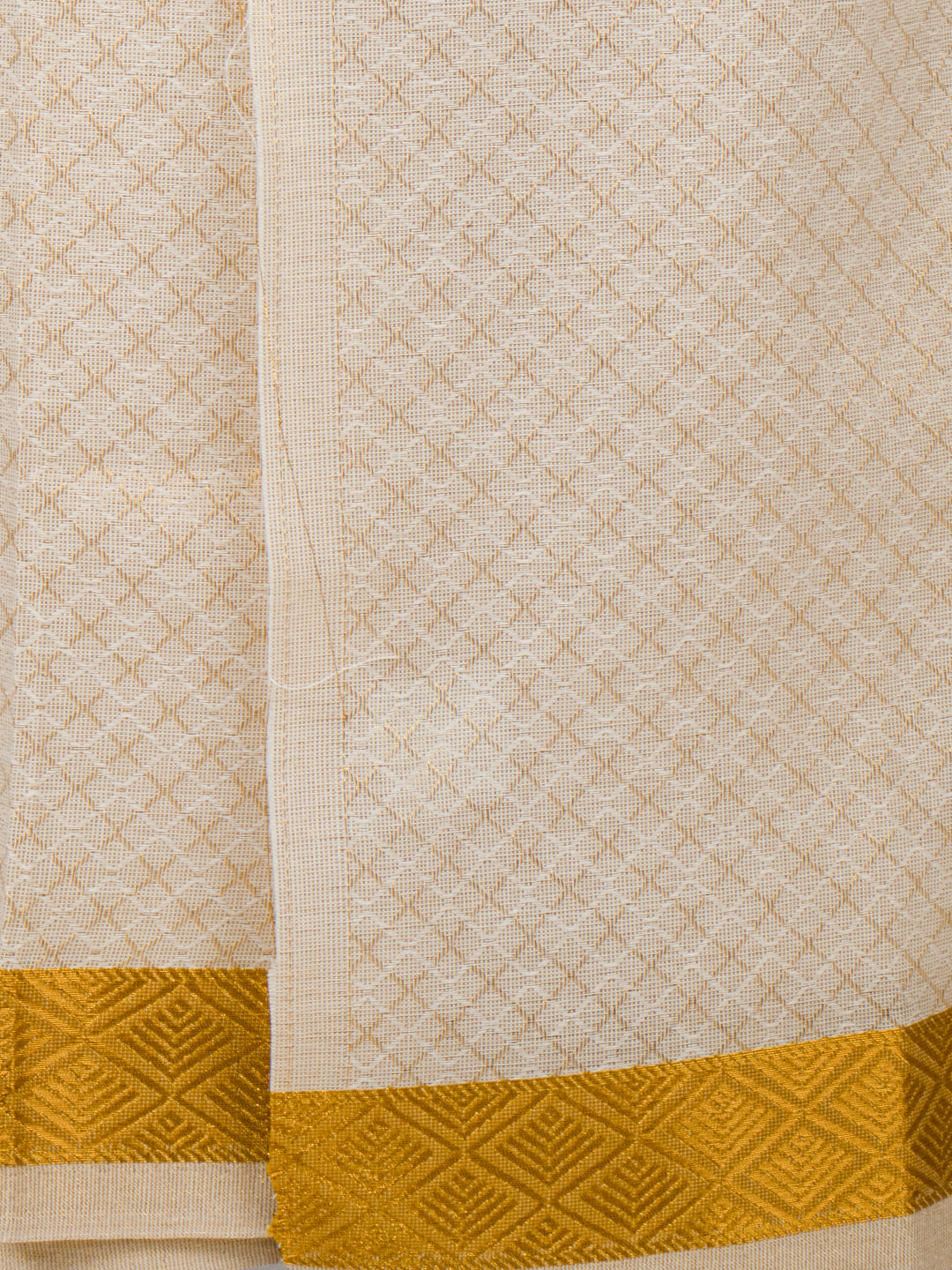 Men Gold Tissue Jacquard Half Sleeves Shirt with Matching Dhoti Set GD13
