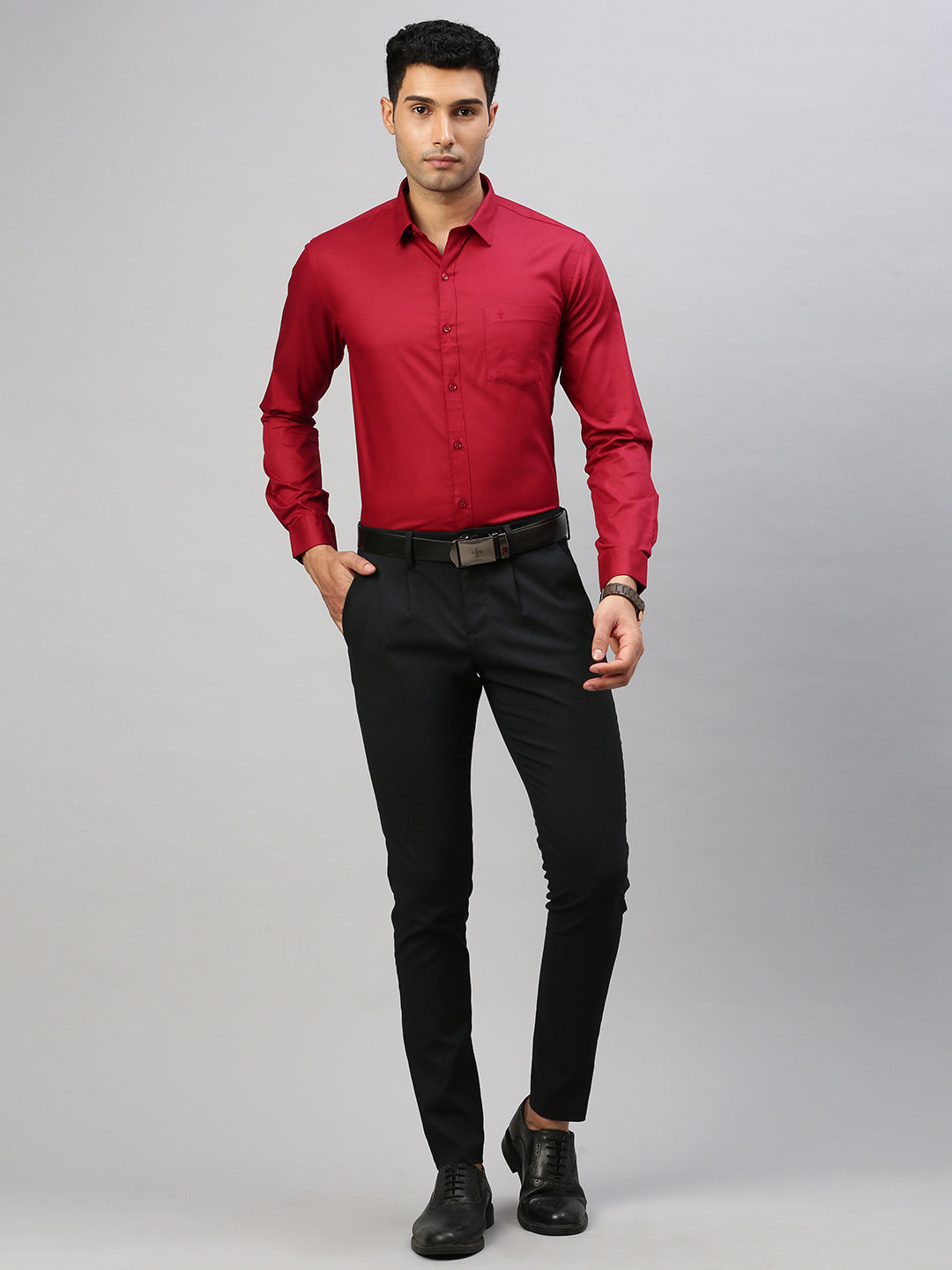 Men 100% Cotton Shirt Red TW4