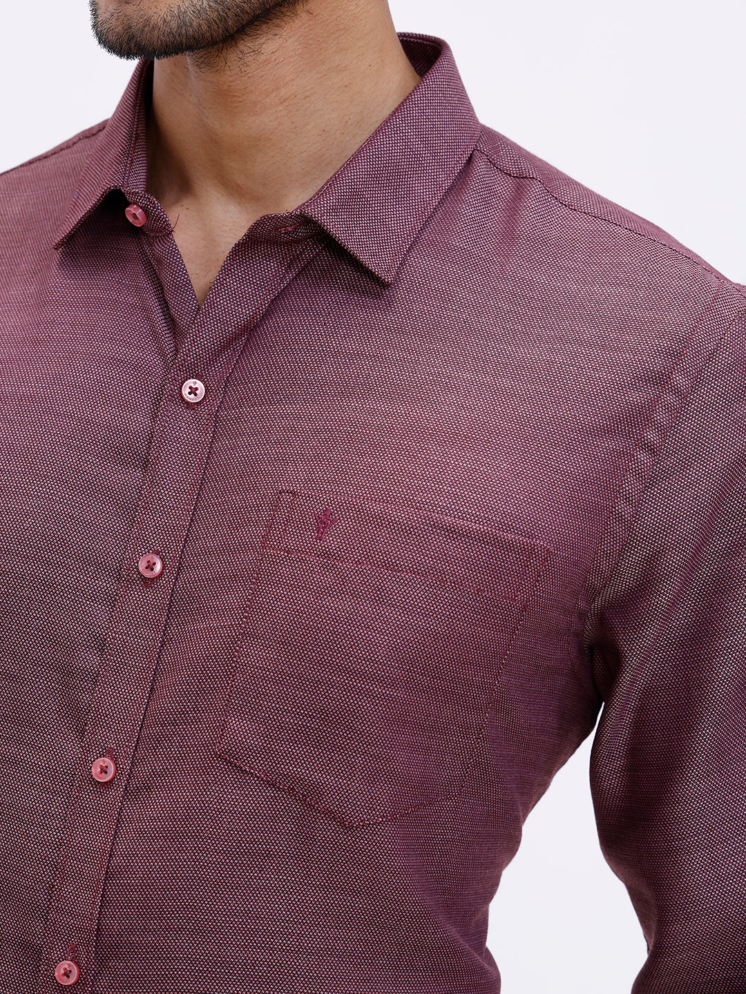Men Cotton Rich Full Sleeve Shirt Maroon Red Dobby T59 AIT2