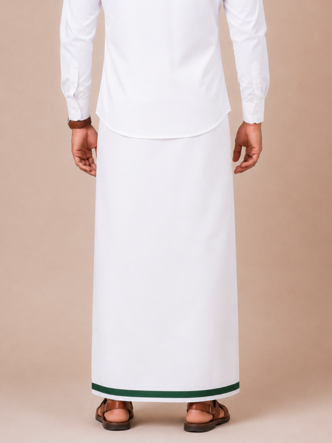 Men Wrinkle Free Single Layer Small Border Dhoti Amul AM01