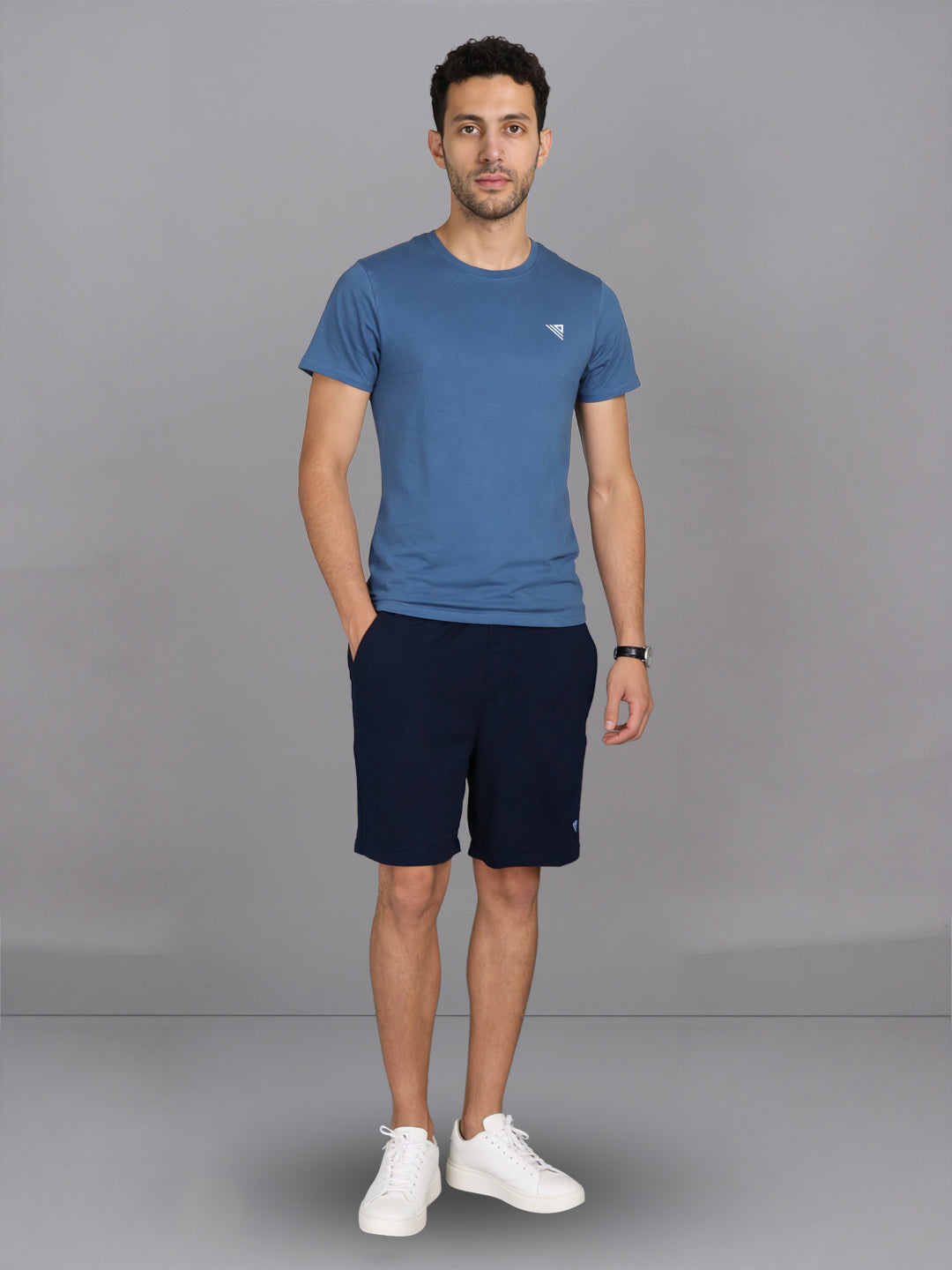 Men Petrol Blue T-Shirt and Navy Shorts Combo ES2