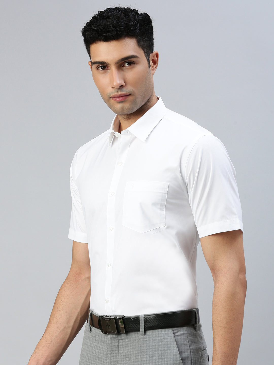 Mens Uniform Wrinkle Free White Shirt Half Sleeves