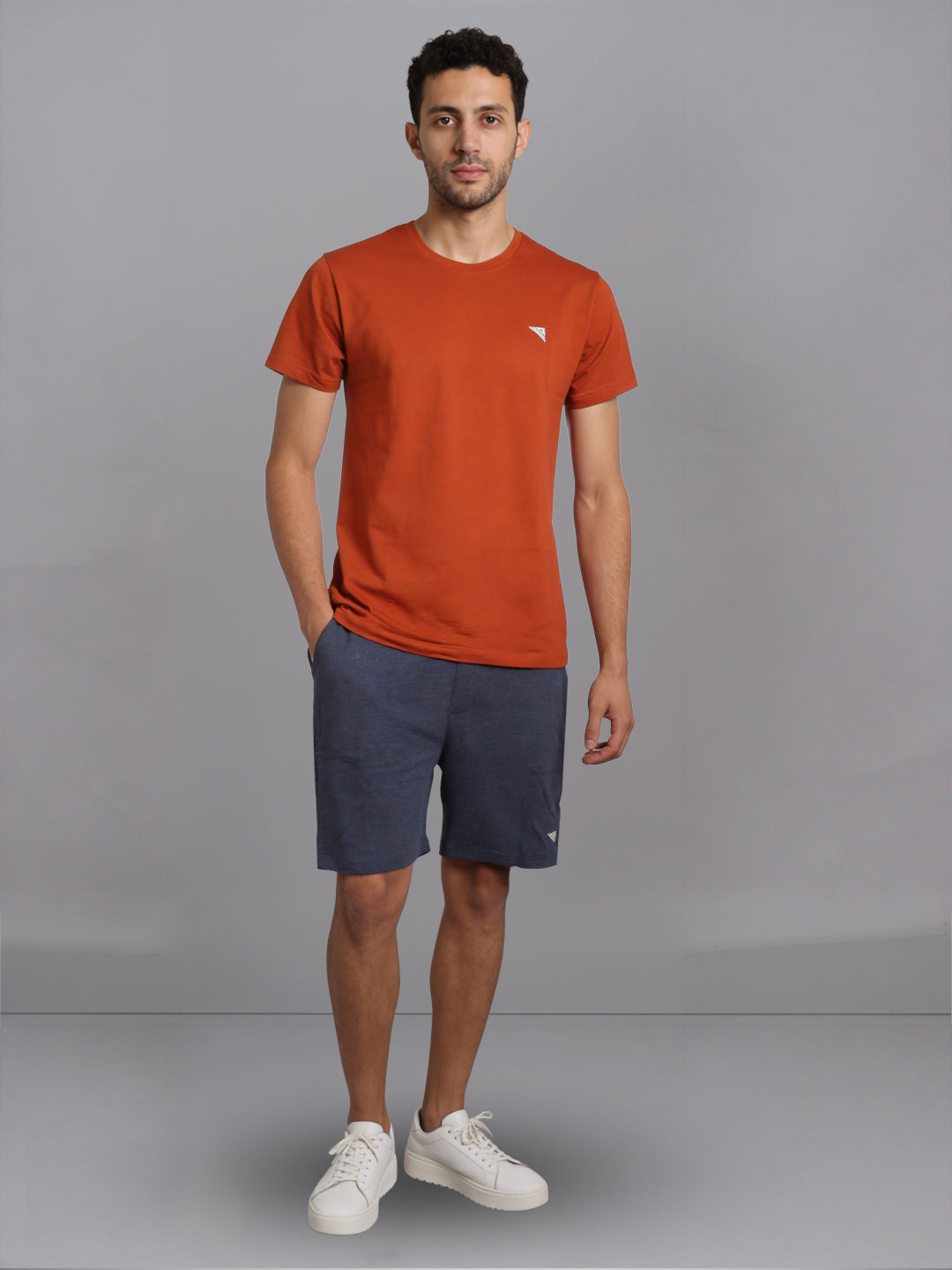 Men Orange T-Shirt and Denim Shorts Combo ES10
