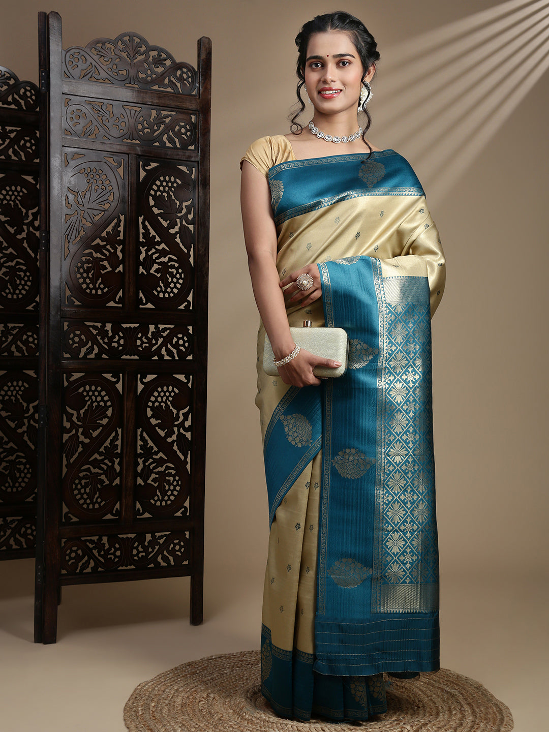 Women Olive Green Art Silk Saree ASS112