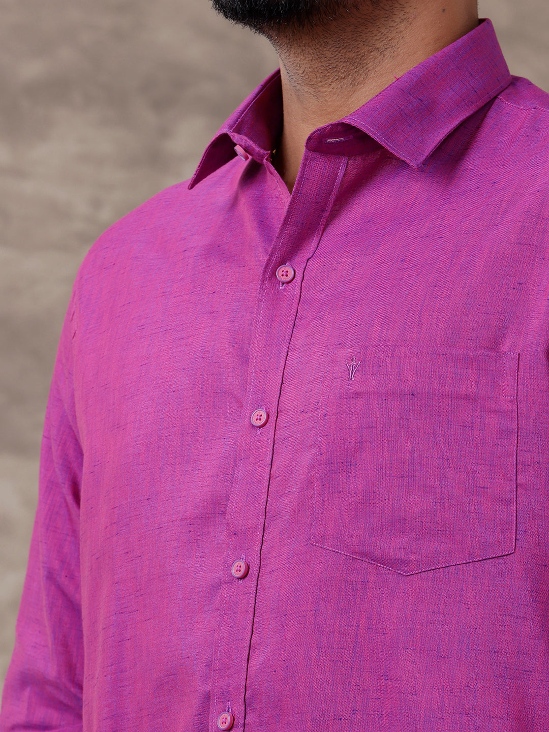 Men Matching Border Dhoti & Full Sleeves Shirt Set Magenta C49