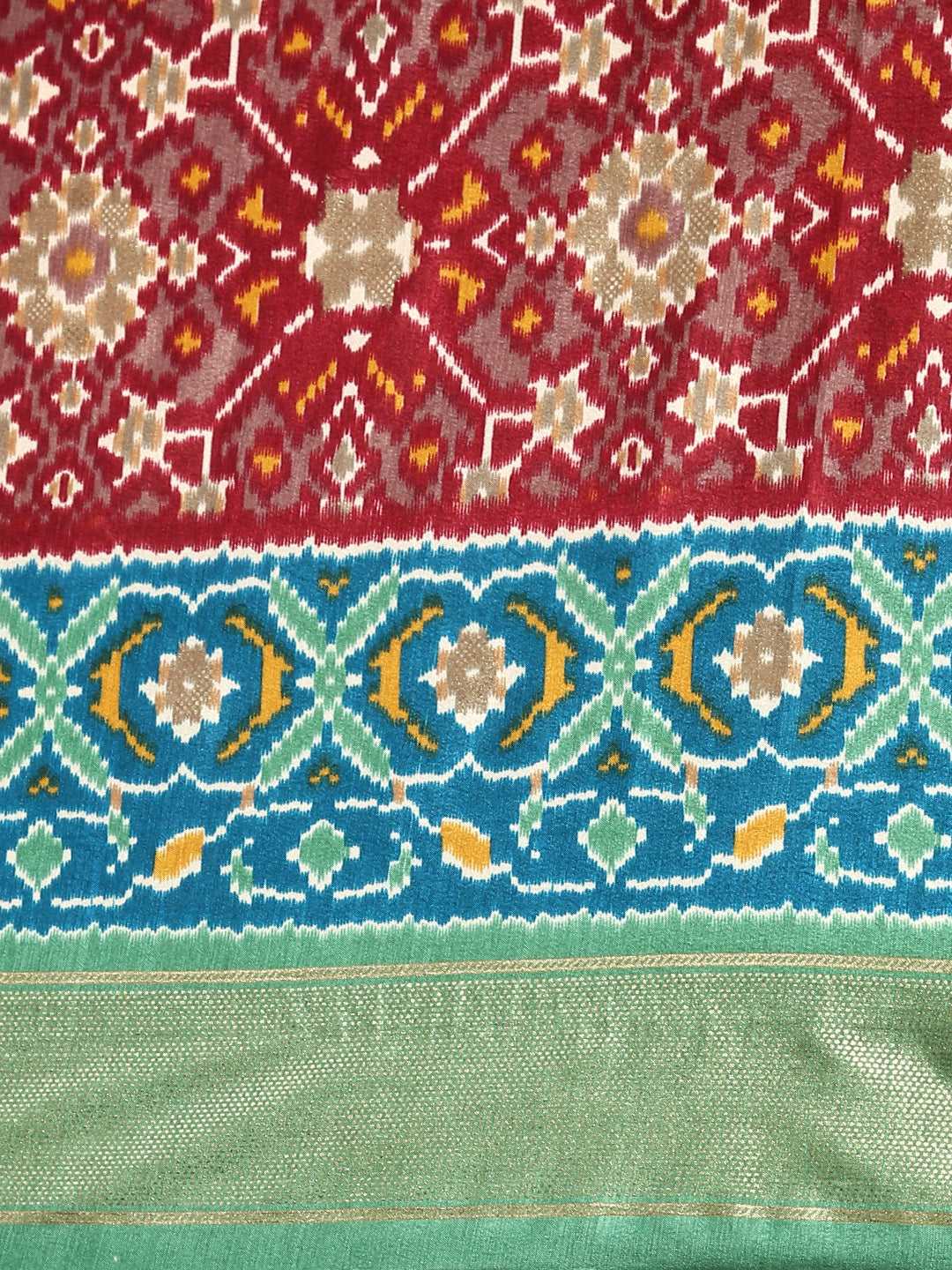 Women Art Silk Printed Brown With Green Border Saree ASP14-Pattern view