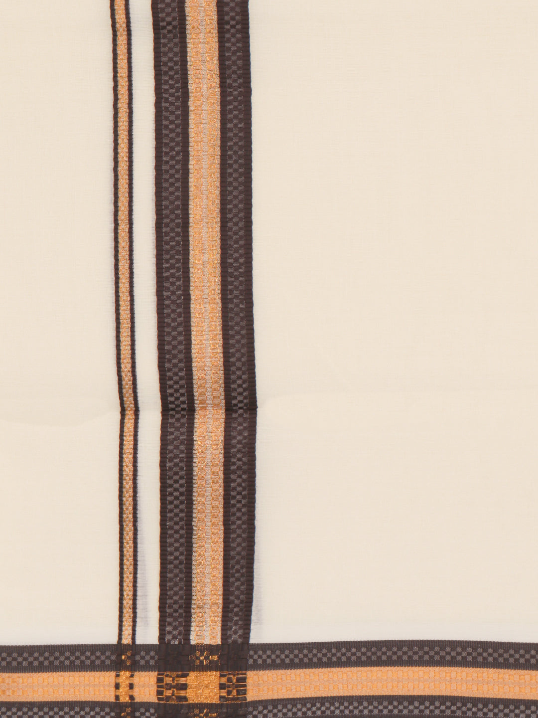Double Layer 100% Cotton Cream Kora Dhoti with Colour Jari Border - RKF02