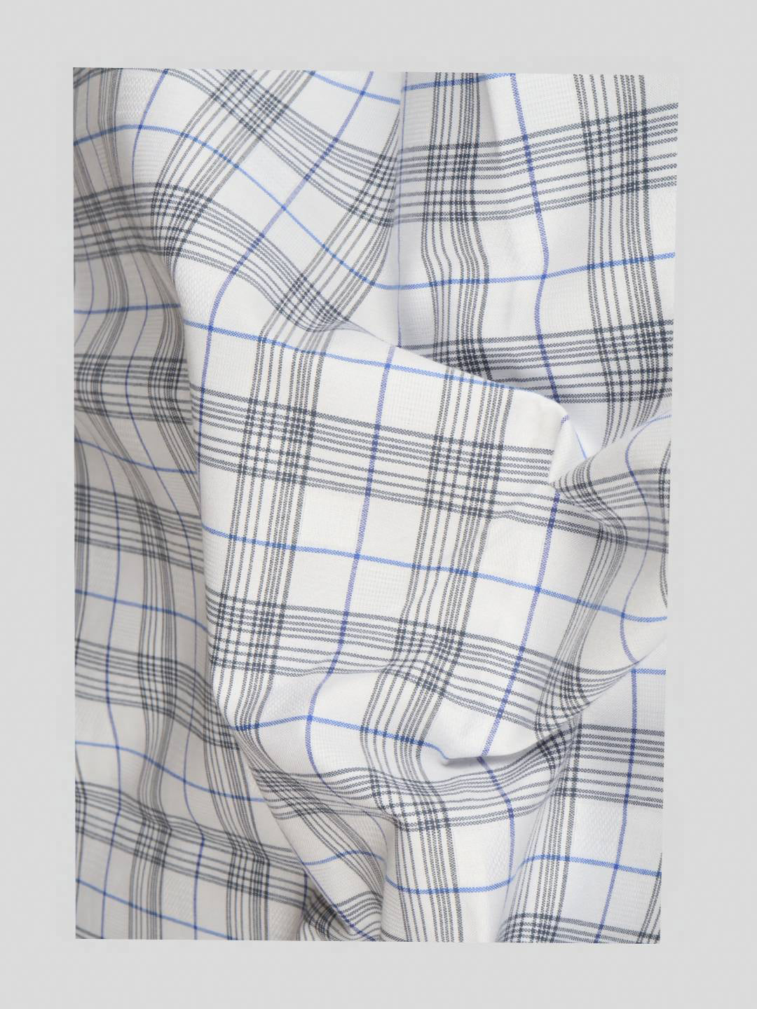Men Cotton Rich Checked Shirt fabric White Galaxy Art
