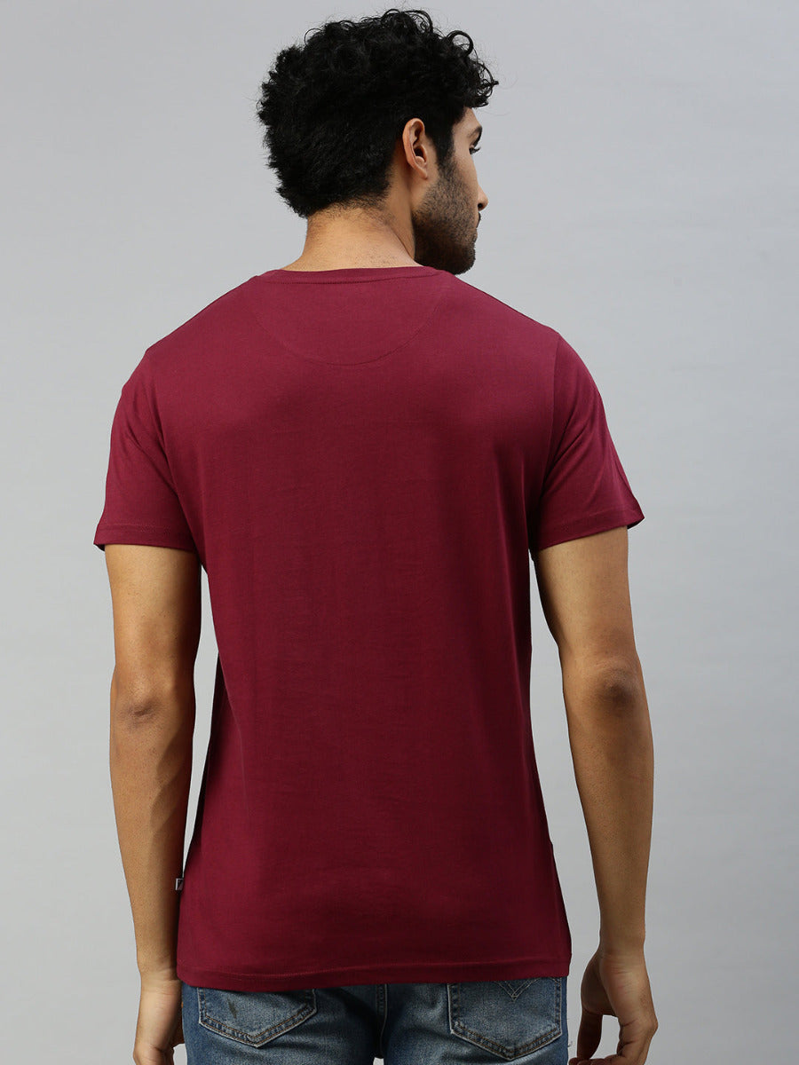 Purple Graphic Printed Round Neck Casual T-Shirt GT39-Back view