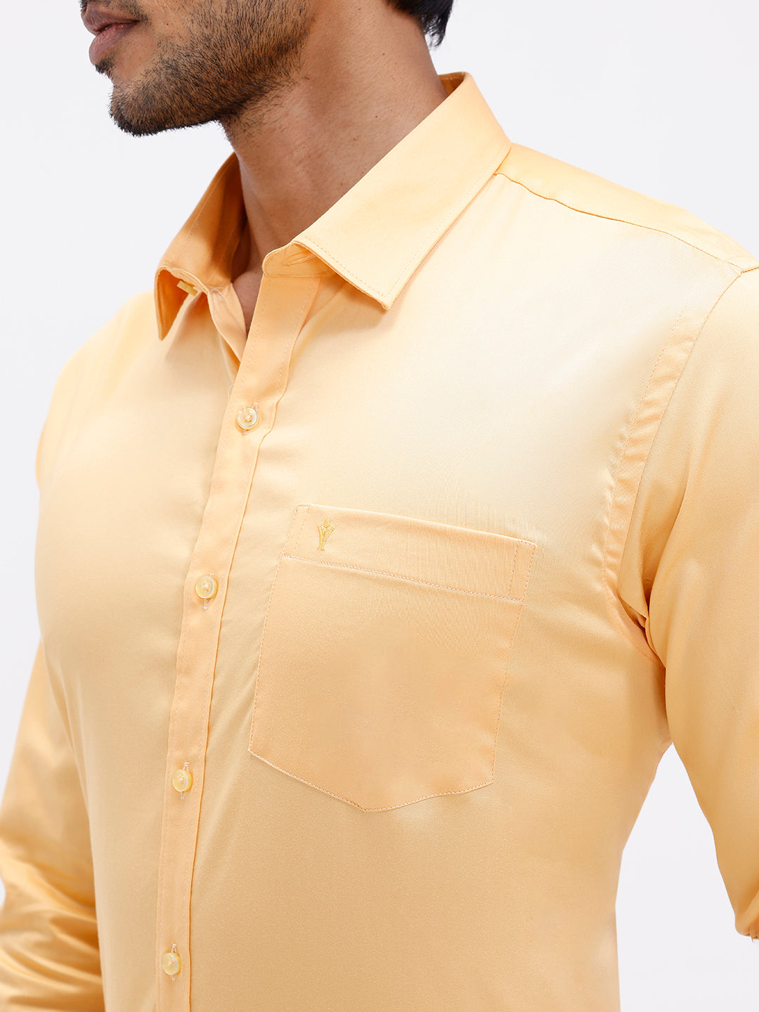 Men Cotton Blend Shirt Yellowish Orange T53 ACT8