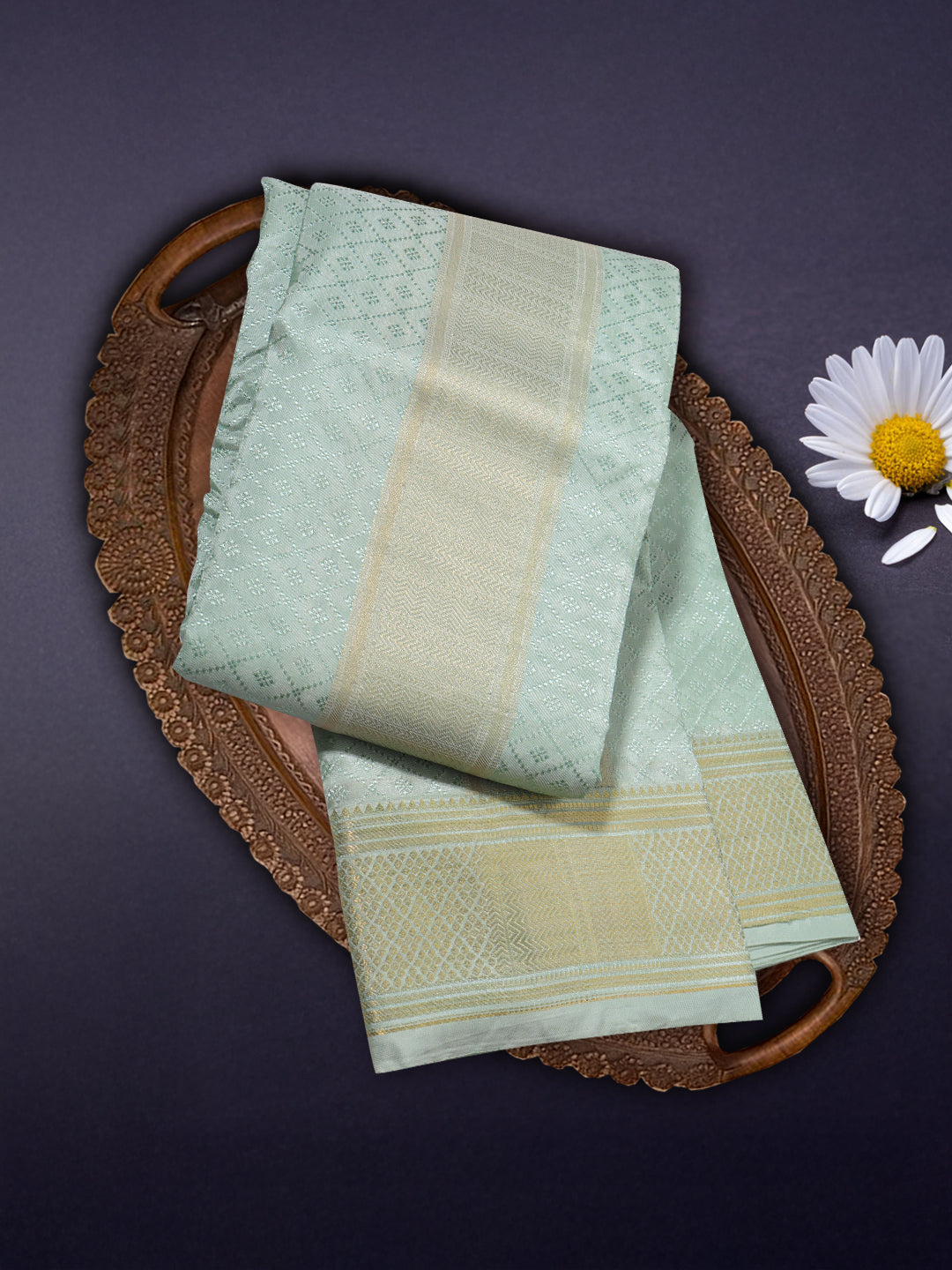 Men Art Silk Wedding Shirting Dhoti & Towel Set Pista Green Touch Tone TT24