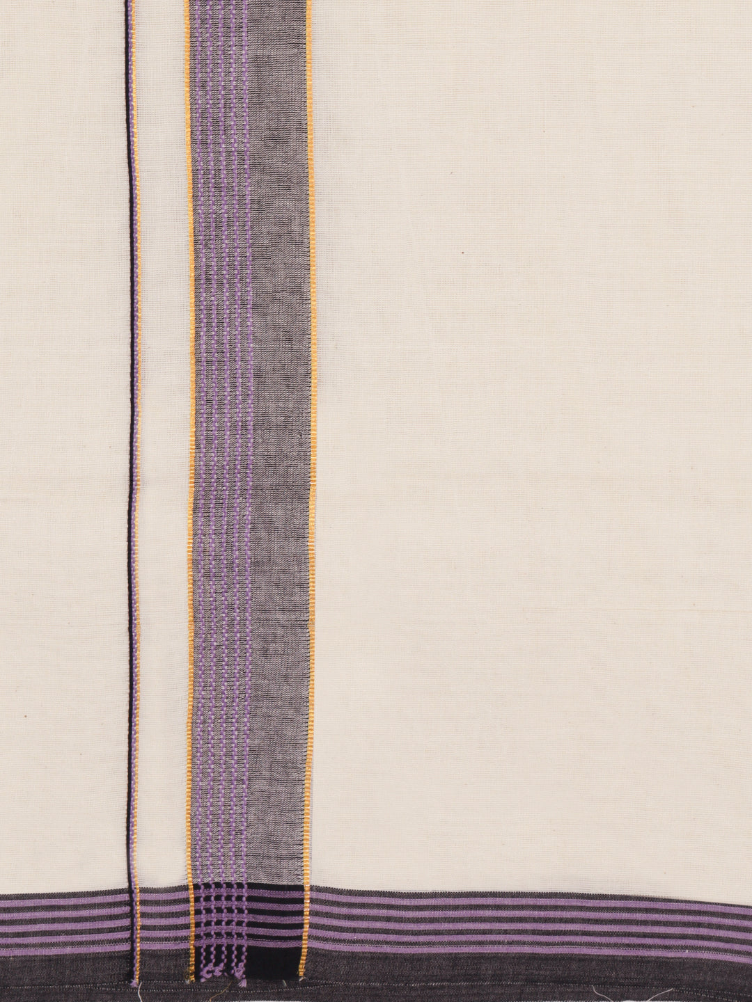 Double Layer 100% Cotton Cream Kora Dhoti with Colour Jari Border - SSJ01
