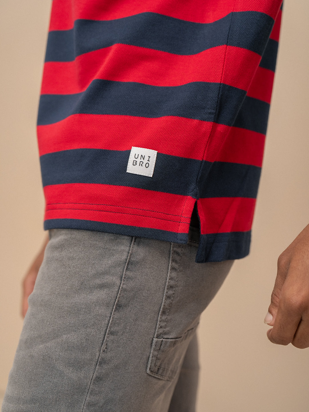 Men Smart Fit Engineered Polo T-Shirt Navy with Red EN23