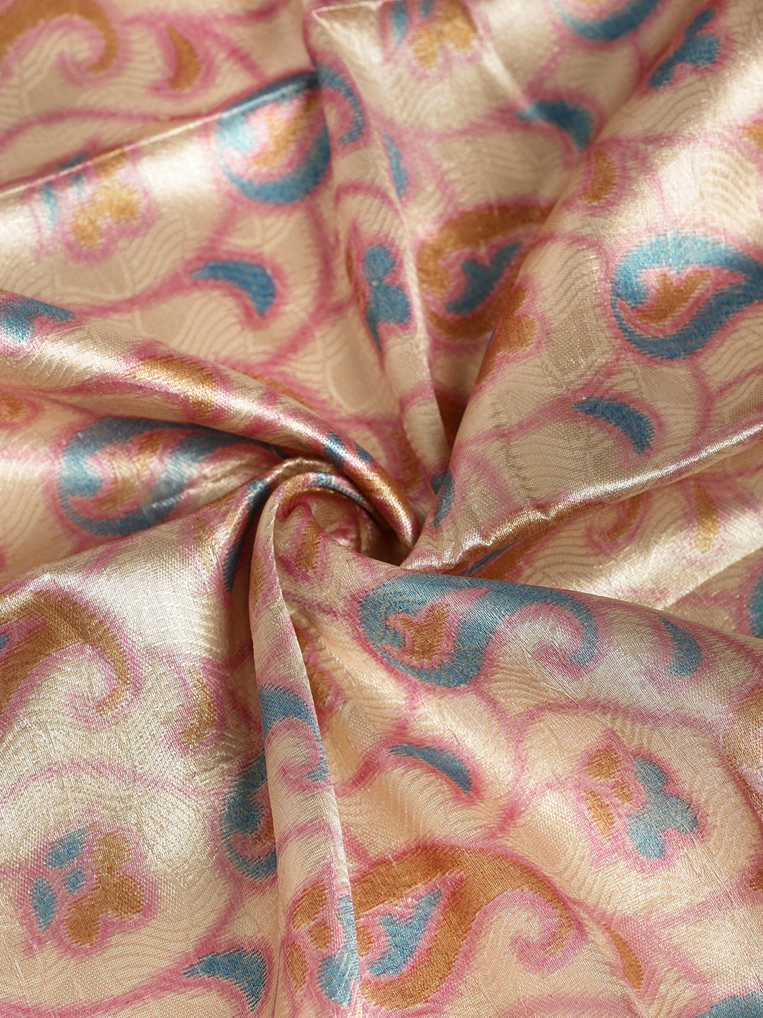 Women Semi Silk Tissue Weaving Saree Gold with Pink -SS127