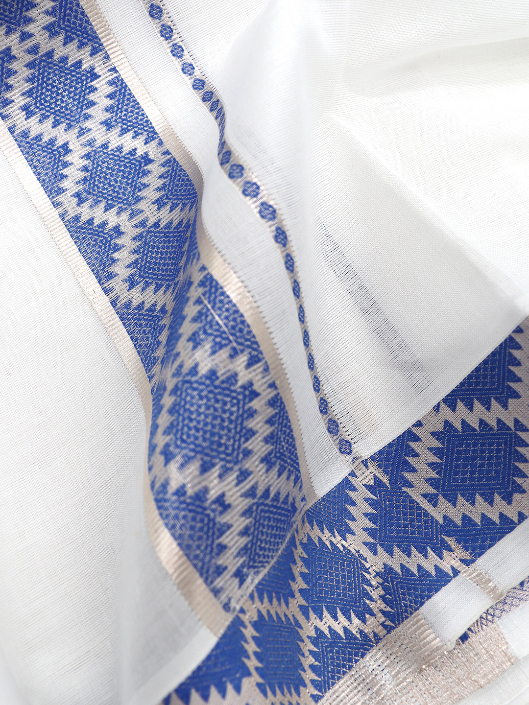 Men Premium Cotton Double Layer White Dhoti with Fancy Jari Border LC28