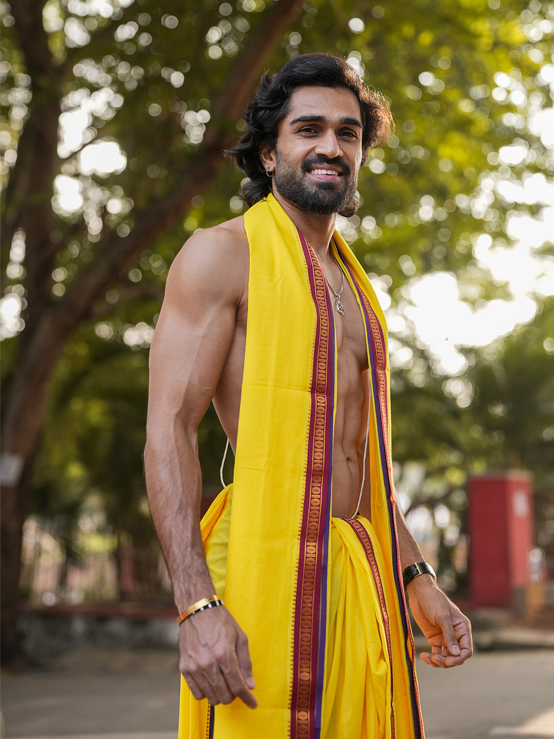 Men Panchakacham with Angavasthram Yellow (9+5) Shreeman Pet