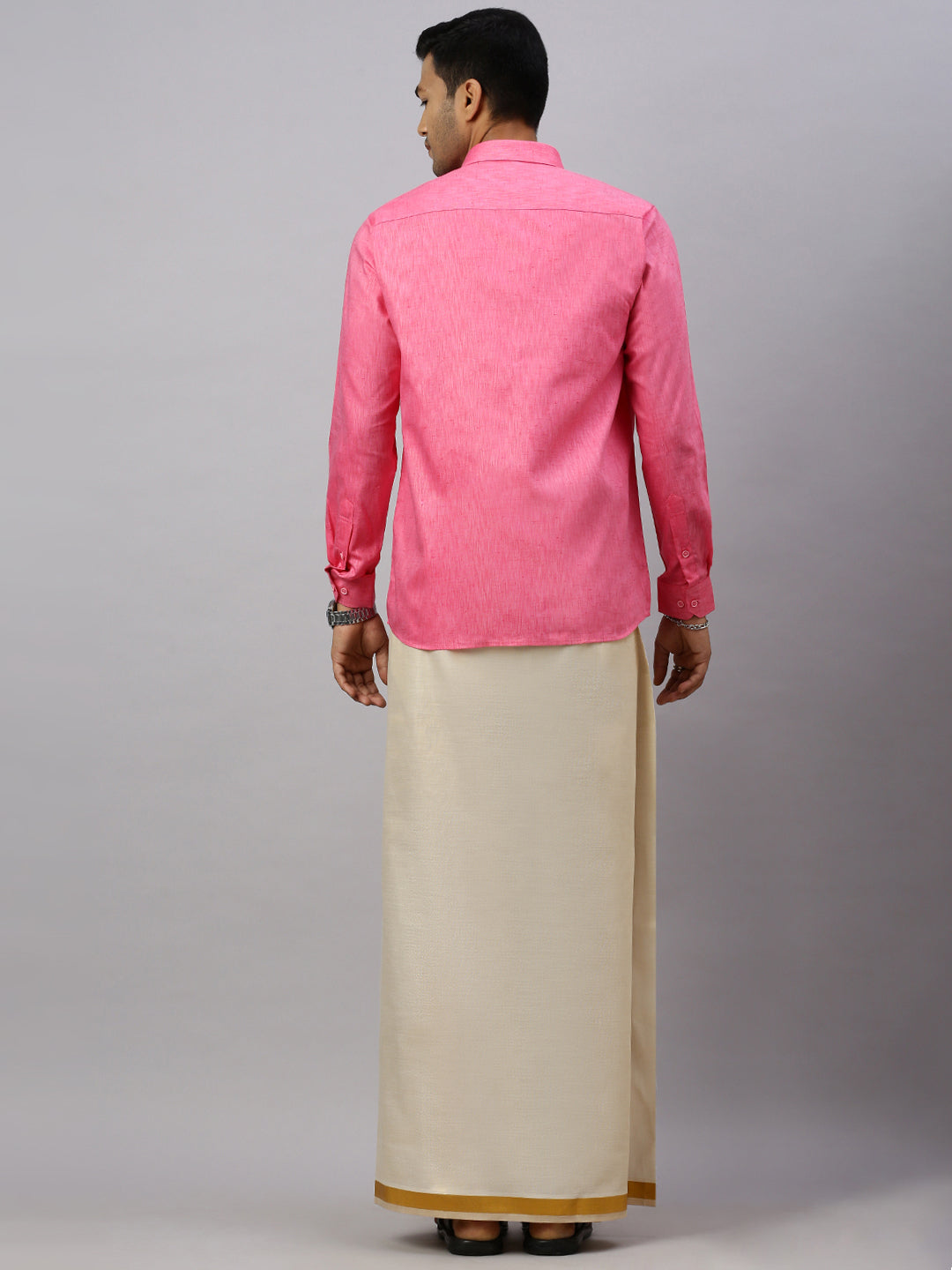 Couple Combo Shirt & Dhoti Set with Saree Pink SS372