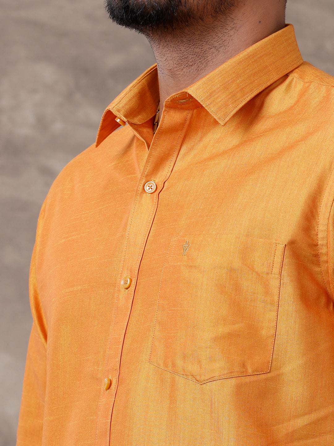 Men Matching Jari Border Dhoti & Shirt Set Yellow VB2