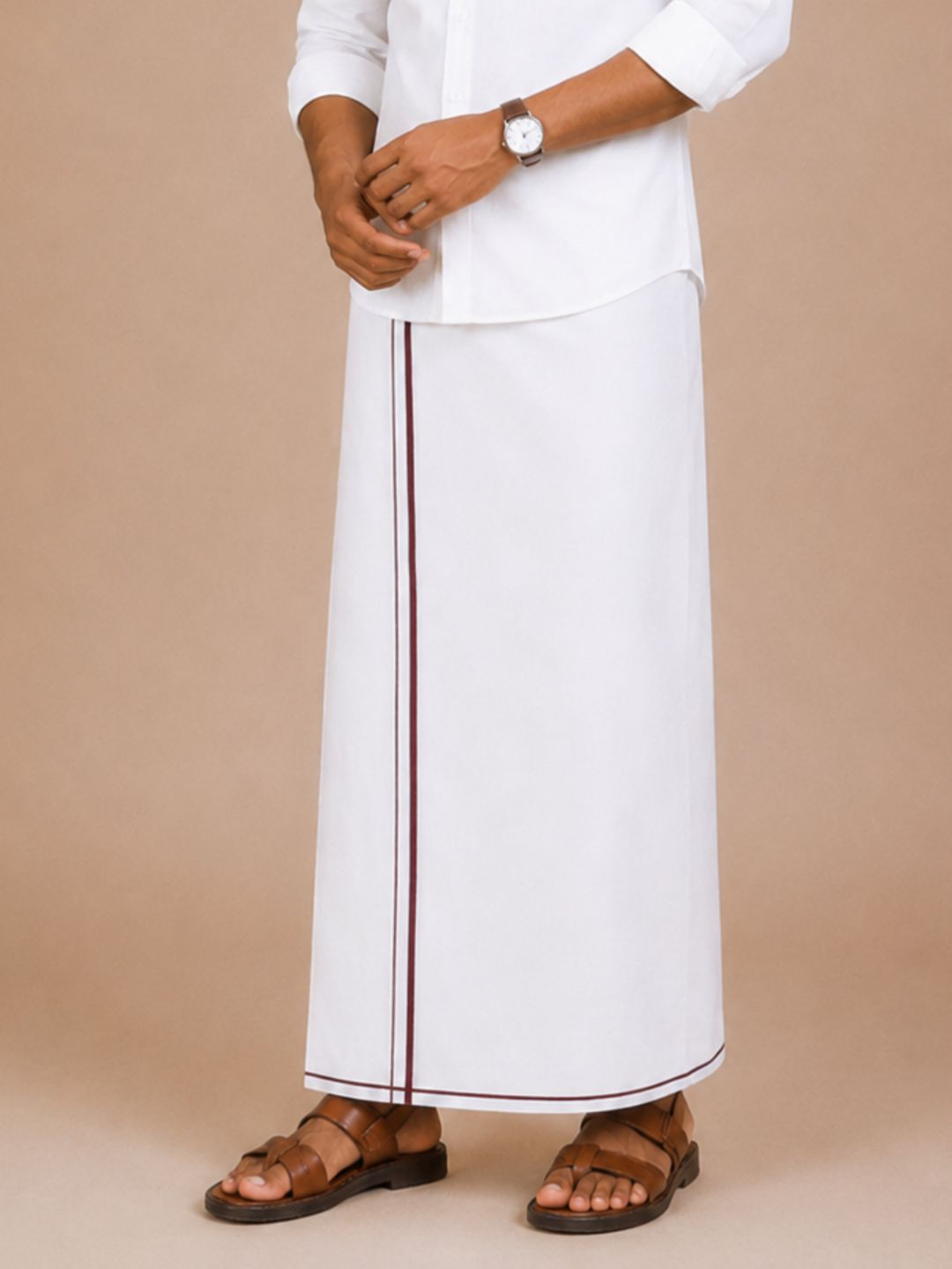 Men 100% Cotton Single Layer Small Border Dhoti Smart Nice SN03