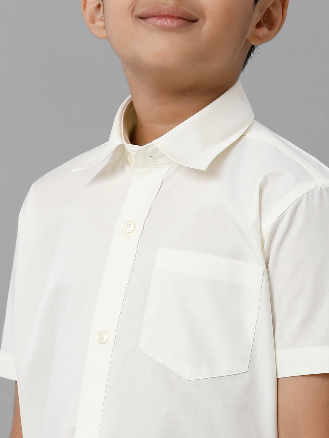 Boys Cotton Cream Half Sleeve Shirt with Dhoti Set-Zoom view