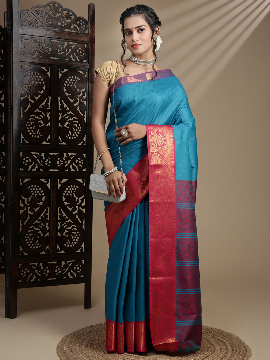 Couple Combo Shirt & Dhoti Set with Saree Jungle Green ASS121