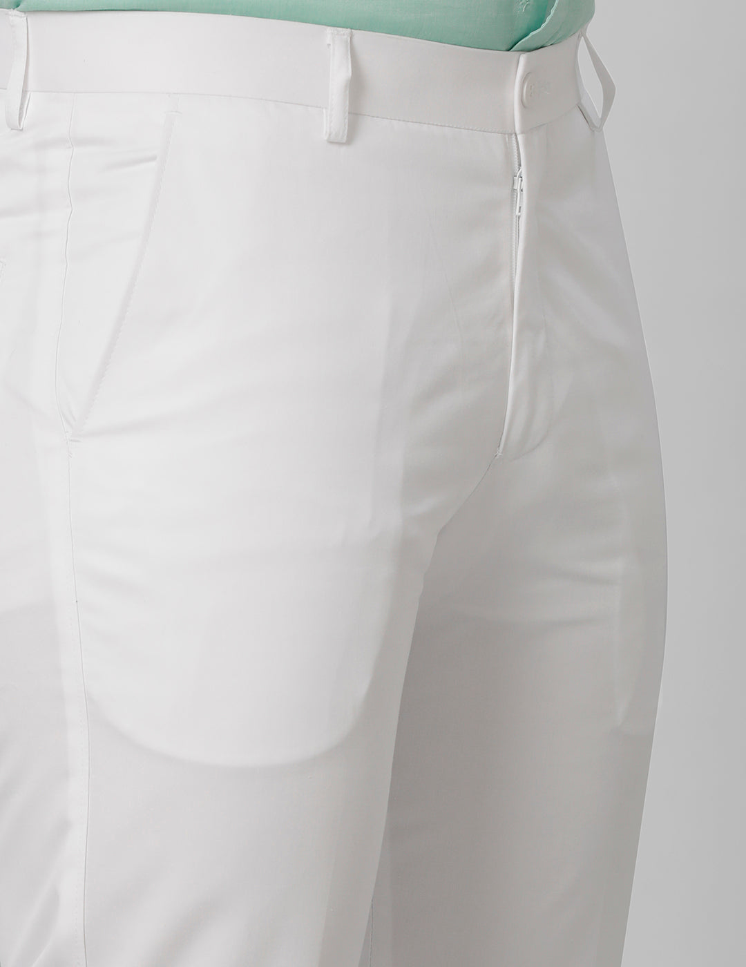 Mens Regular Fit Cotton White Pants Smart Care-Zoom view