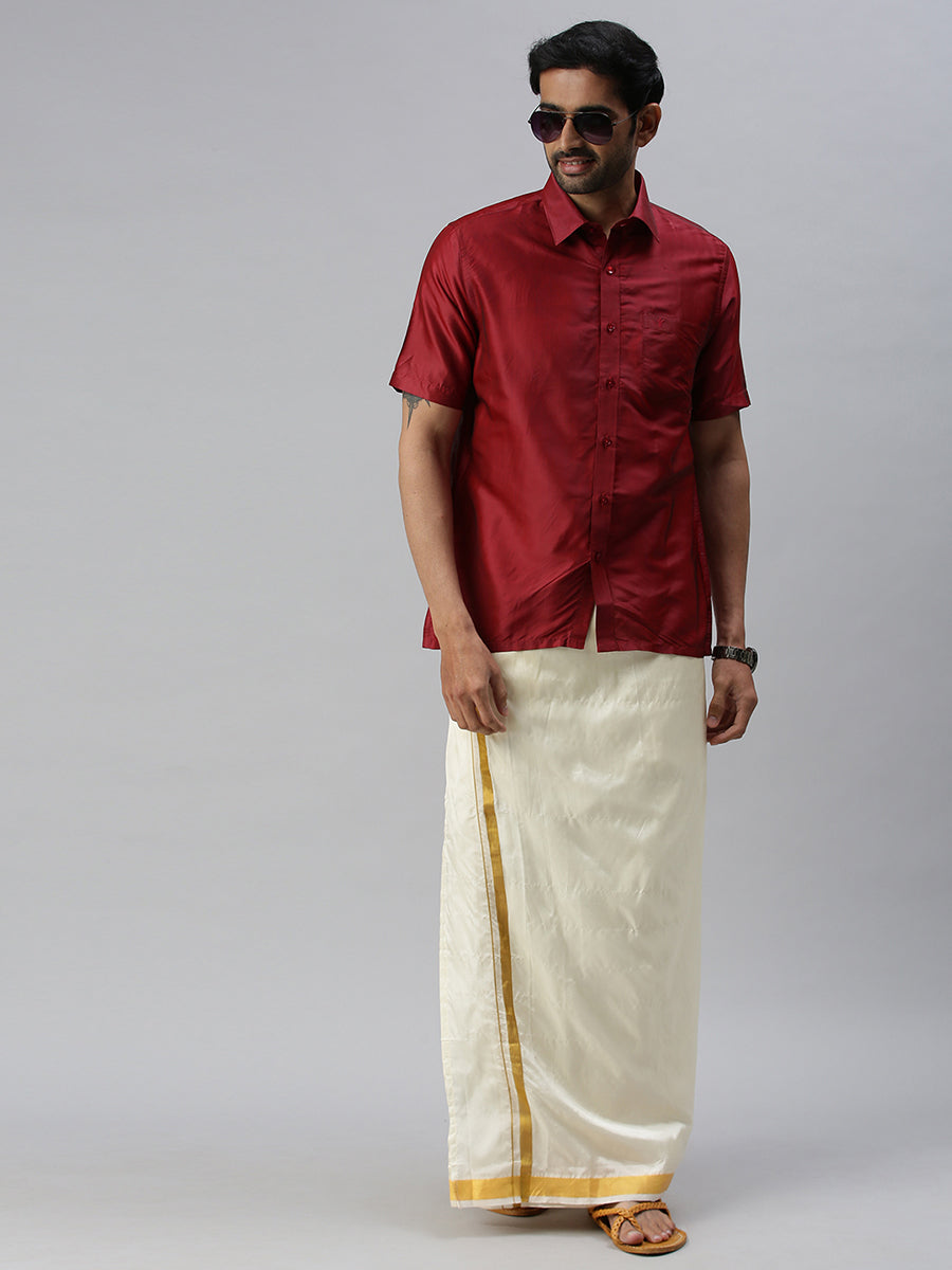 Men Silk Feel Maroon Colour Shirt SFC03