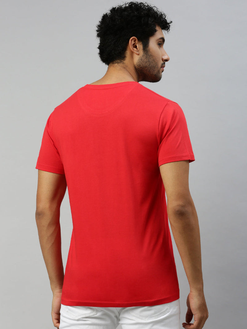 Red Graphic Printed Round Neck Casual T-Shirt GT48