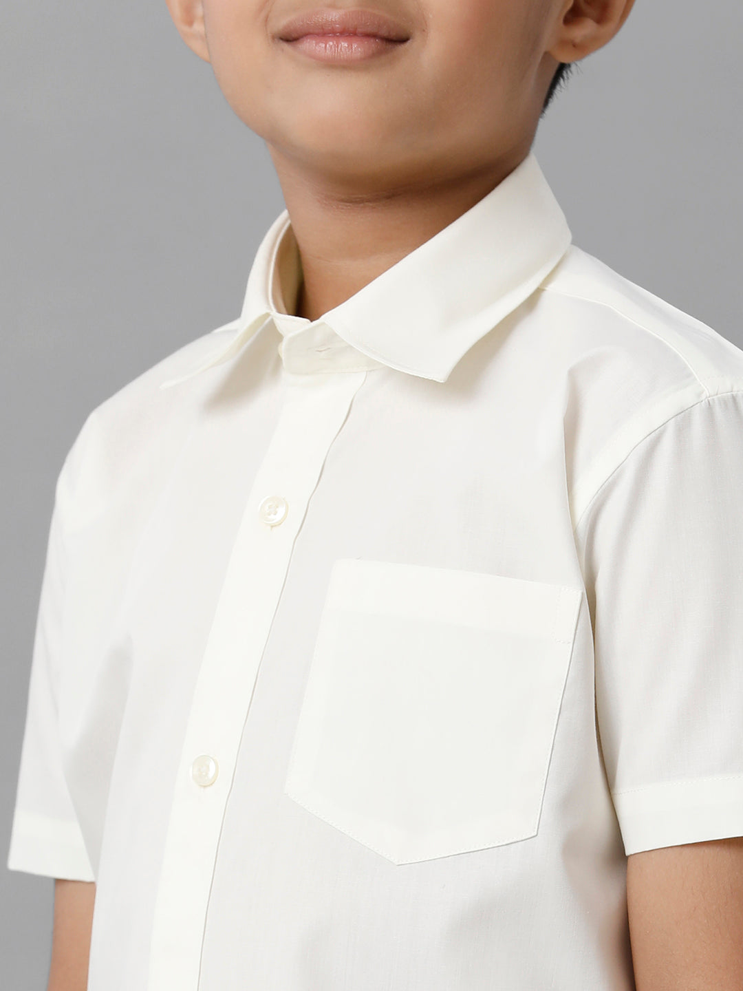 Boys Cotton Cream Half Sleeves Shirt Panchakacham Combo-Zoom view