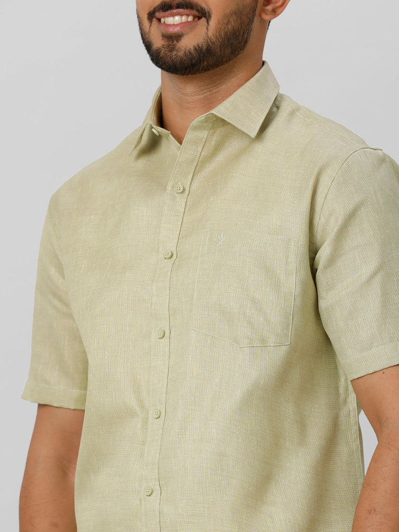 Mens Cotton Formal Shirt Half Sleeves Olive Green T3 CV16