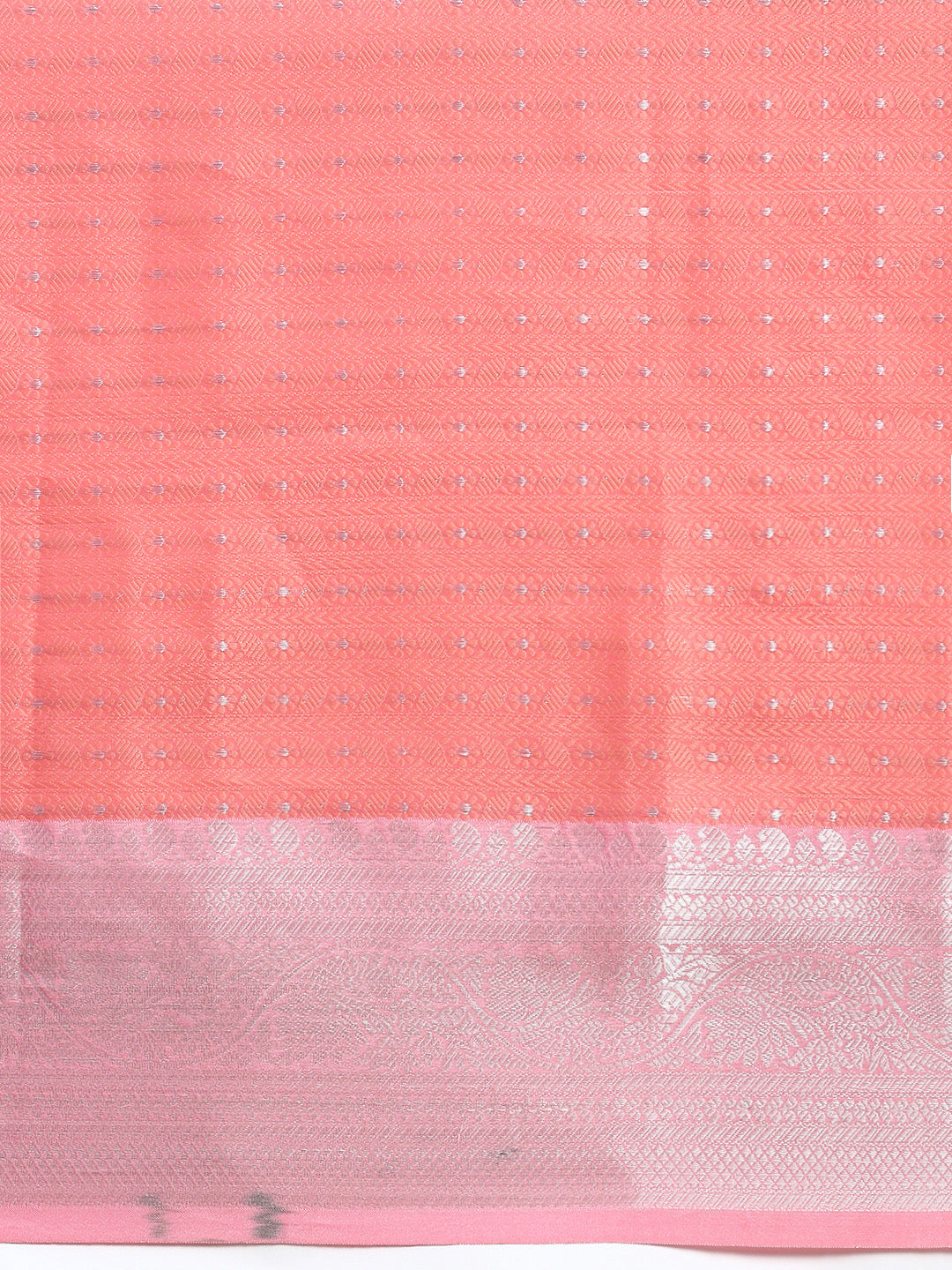 Semi Kora Cotton Allover Design Saree Pink with Silver Zari Border SKC02-Zoom view