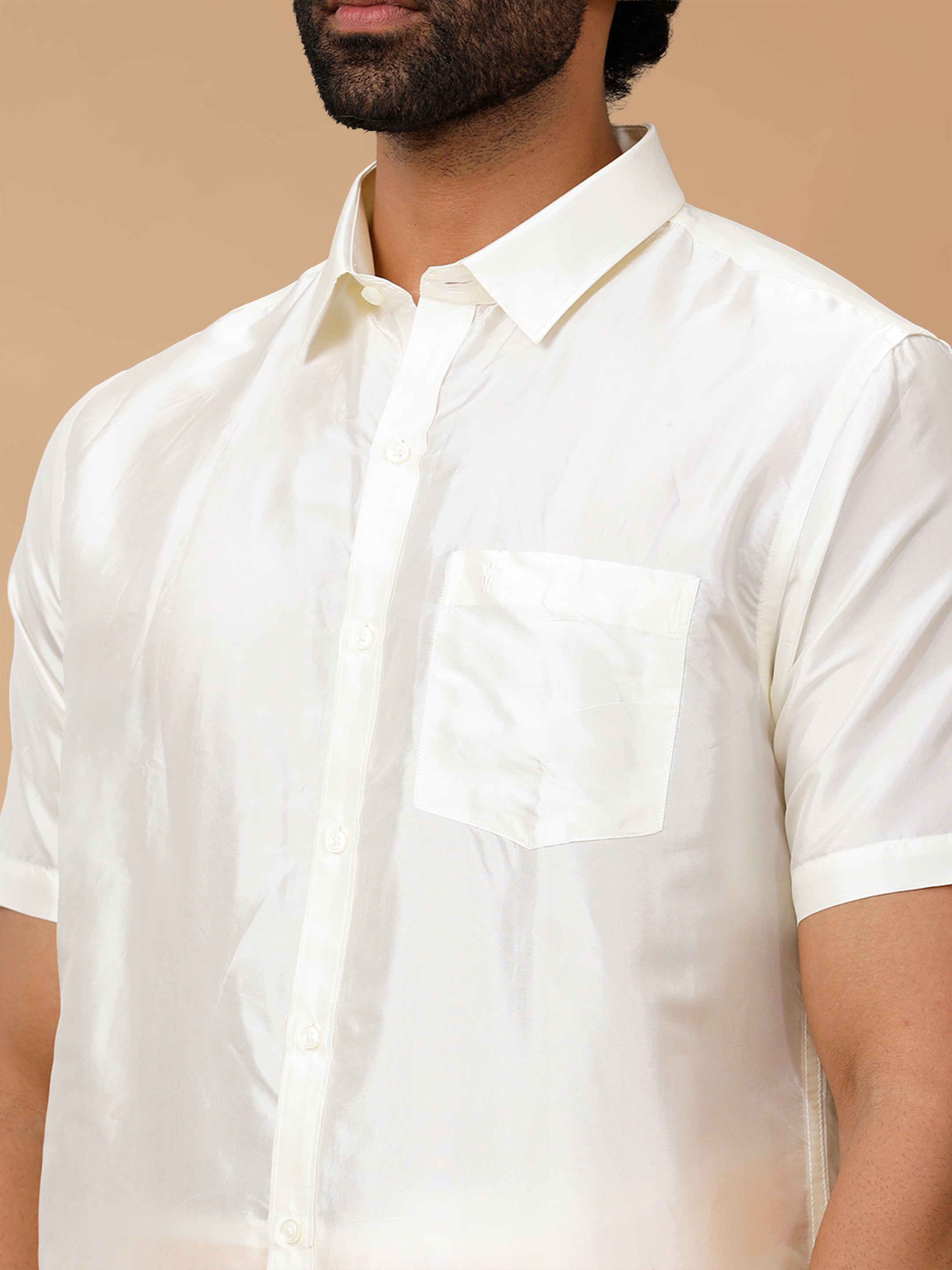 Silk Feel Cream Regular Fit Shirt