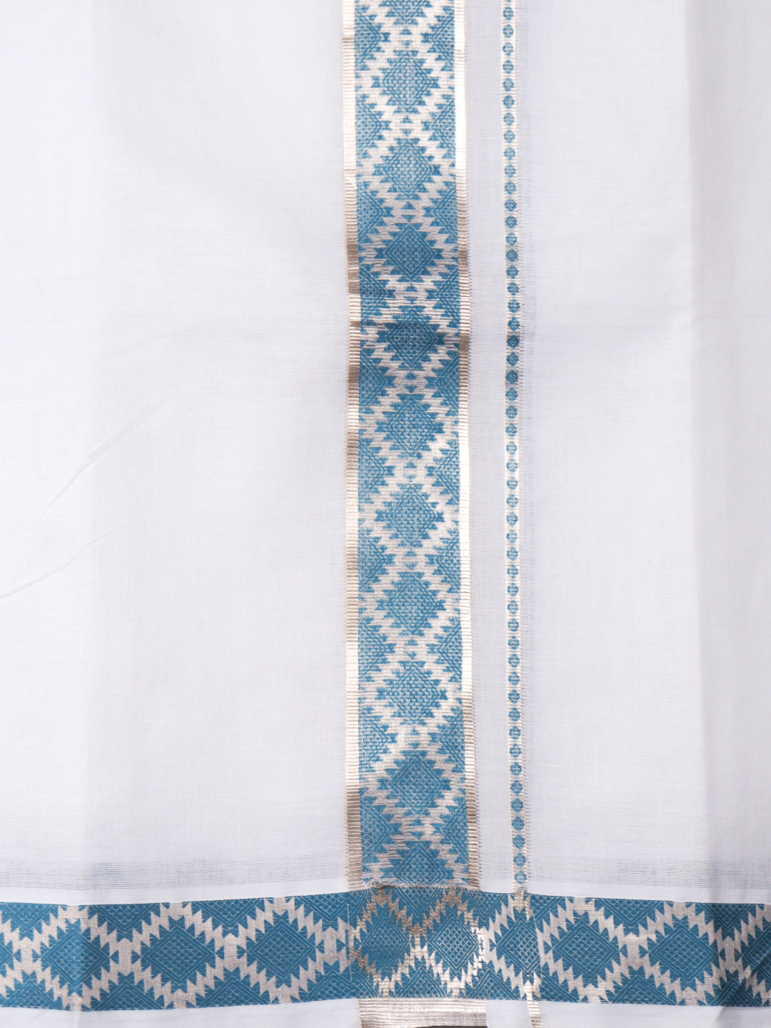 Men Premium Cotton Double Layer White Dhoti with Fancy Jari Border Luxury Elite LC32