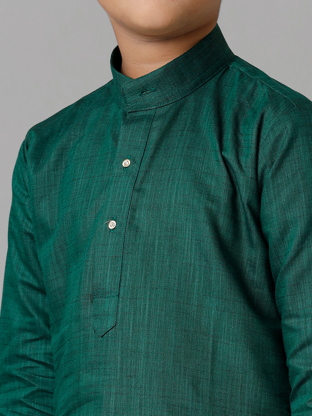 Boys Cotton Full Sleeves Dark Green Kurta with Cream Pyjama Pant Combo FS5-Zoom view
